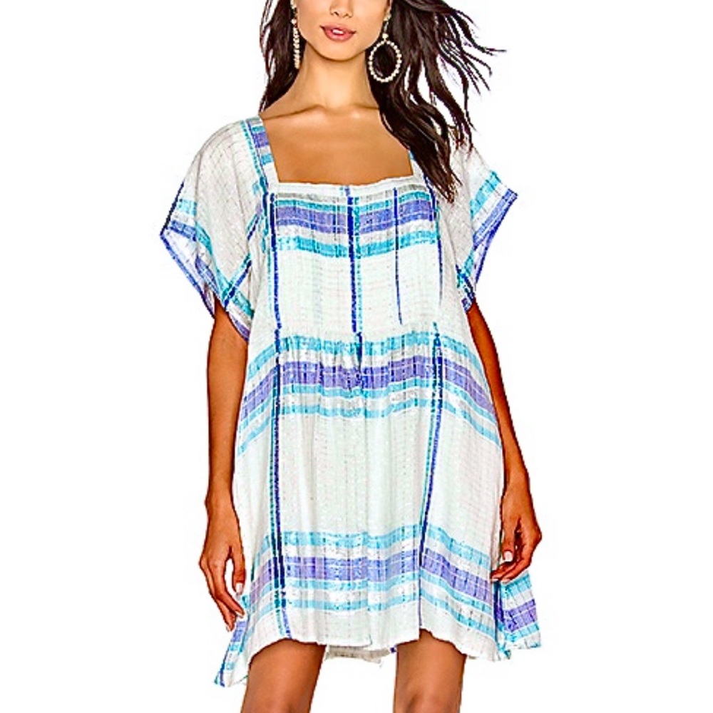 🌺🎉HP🎉🌺 NWT Free People Barcelona Shimmer Plaid Mini Dress - Picture 5 of 16